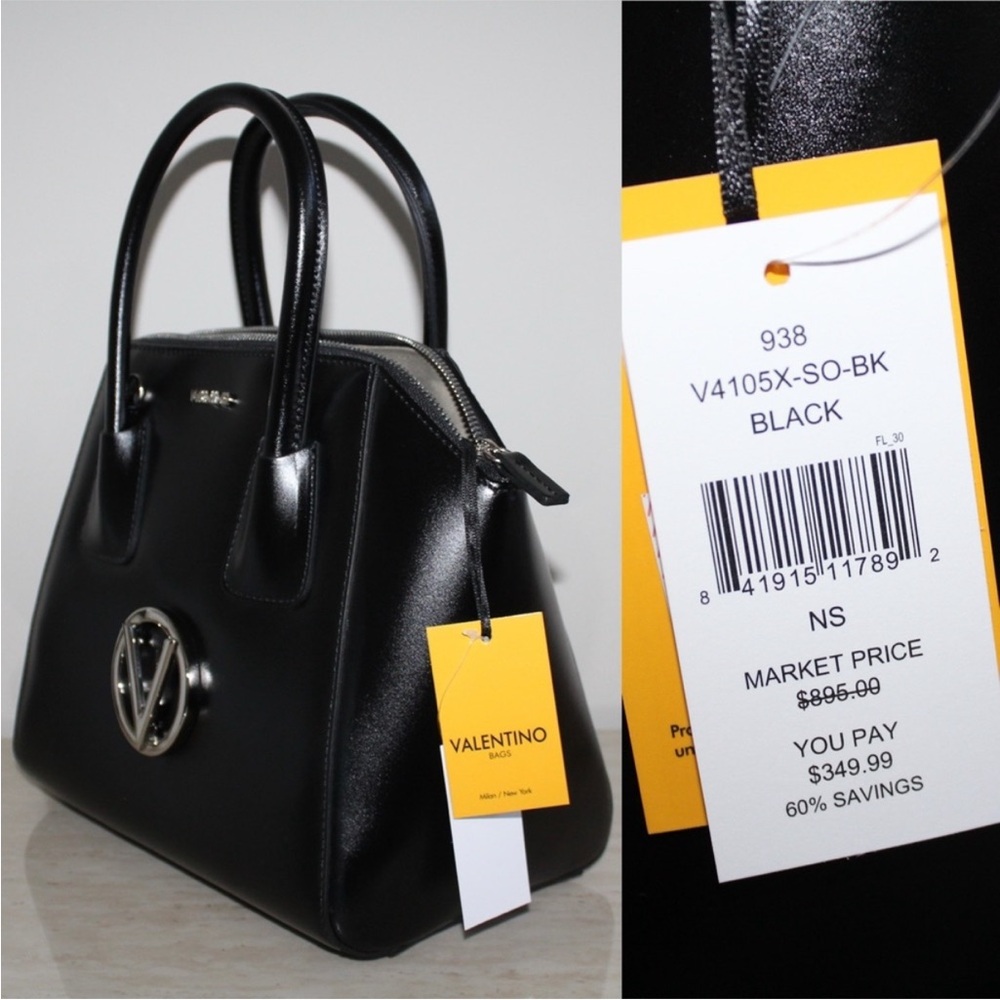 Valentino Black Satchel with Silver Logo